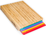 Bamboo Cutting Board Set with Holder & 6 Mats