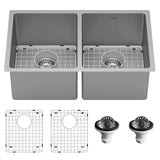 Karran 30 Undermount 16-Gauge Stainless Steel 50/50 Double Bowl Kitchen Sink Kit