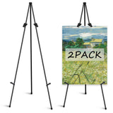 Mutualsign 2 Pack Easel Stand 63 Picture Stand for Display, Portable Floor Standing Tripod Black Easel, Folding Easels Welcome S