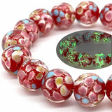 Artsy Crafts 12 Pcs Lily Flower Glow in The Dark Firefly Beads, 12mm European Lampwork Luminous Glass Beads for Jewelry Making C