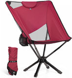 TCEK Portable High Back Camping Chair with Adjustable Height, Small Compact Outdoor Folding Chair for Adults Travel, Riselite Co