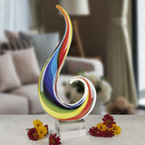 Badash Rainbow Note Murano-Style Art Glass Centerpiece - 12 Tall Mouth-Blown Glass Sculpture On Crystal Base - Contemporary Ho