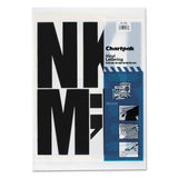 Chartpak 01184 PressOn Vinyl Uppercase Letters, Self Adhesive, Black, 6Inch h, 38/Pack