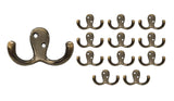 QCAA Premium Double Robe Hook, 2-3/4, Zinc Die Cast, Brushed Antique Brass, Made in Taiwan, 12 Pack