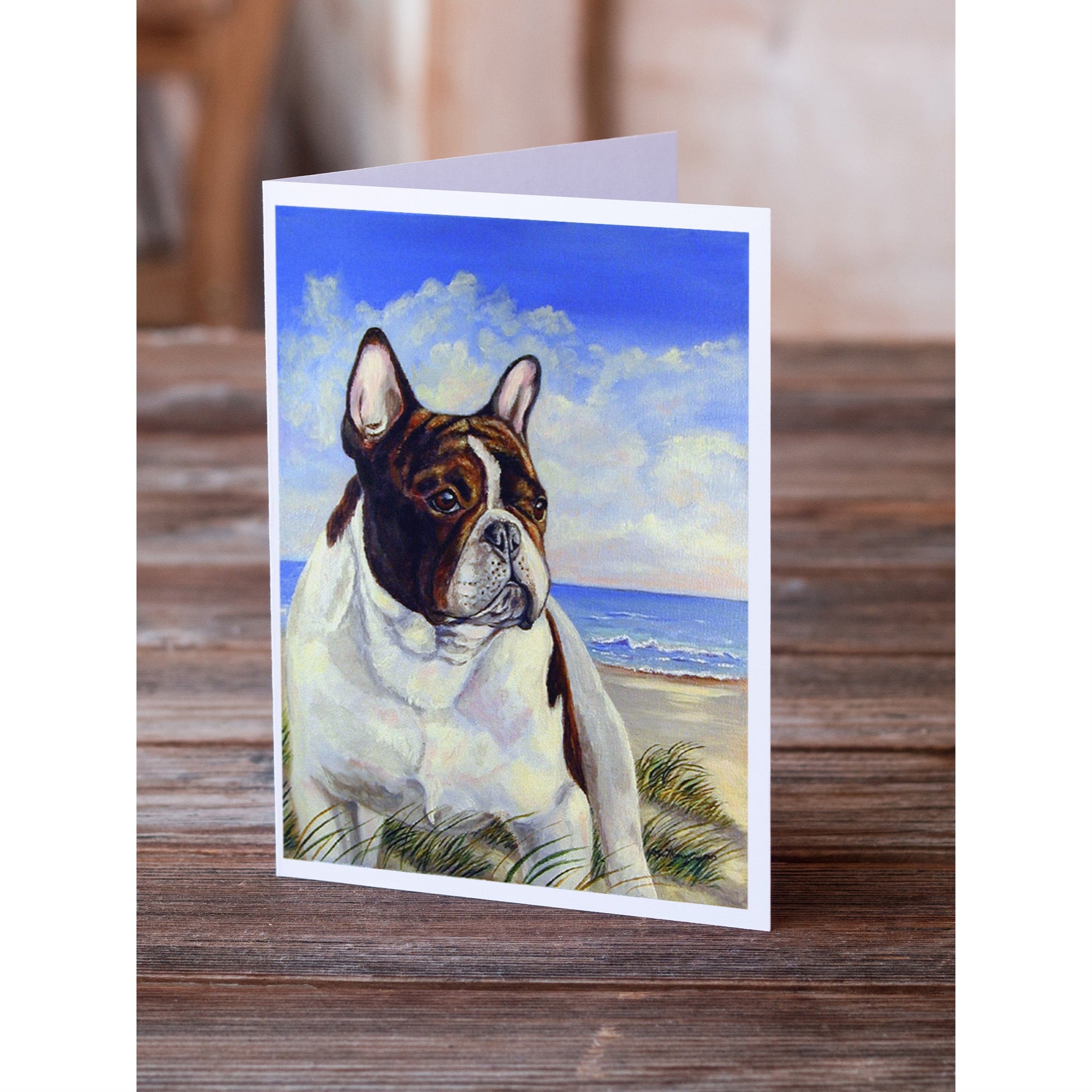 French Bulldog At The Beach Greeting Cards And Envelopes Pack Of 8