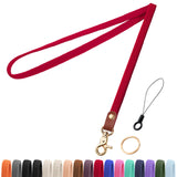 Fishent Stretchy Thin Lanyards for Keys ID Badges, Cute Long Teacher Neck Key Lanyard Keychains for Women Men Wallet Phone(Red)