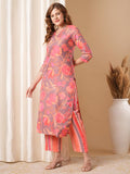Gosriki Women'S Rayon Blend Straight Printed Kurta With Pant (Kalol Pink-Vks01-Gs_L_Pink_Large),Pink,,B0DBM24L55