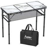 Anbte Folding Camping Table, Aluminum Small Folding Table 3 Adjustable Height Max 27.5, Portable Table with Carry Handle, Lightw