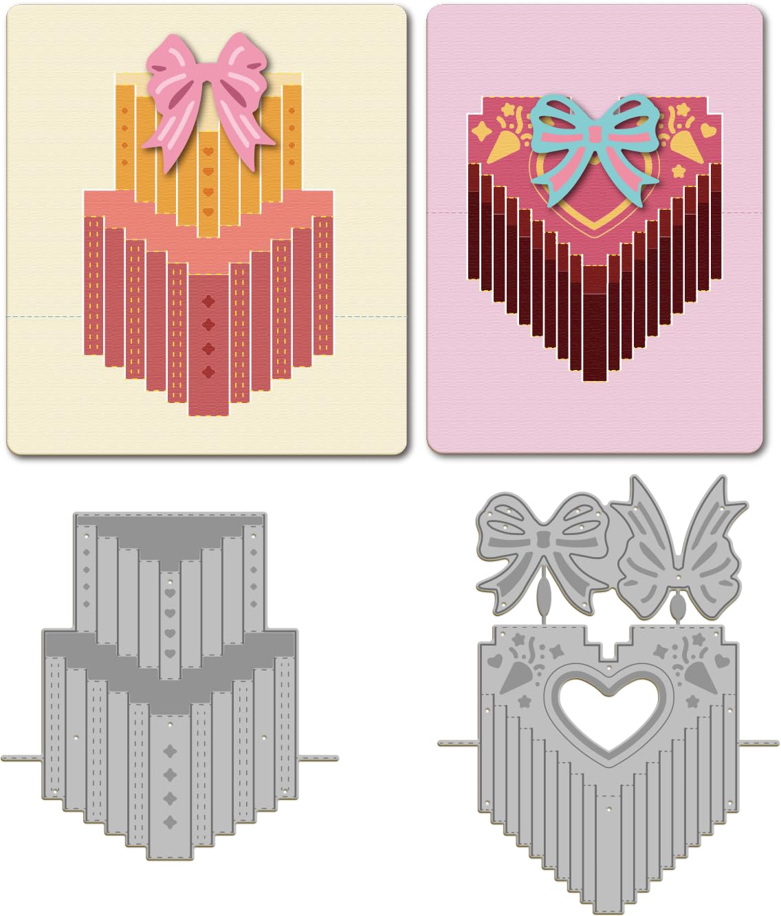 GLOBLELAND 3D Love Heart Gift Box Cutting Dies for Card Making Bowknot Box Cut Die for DIY Scrapbooking Journal Embossing Paper 