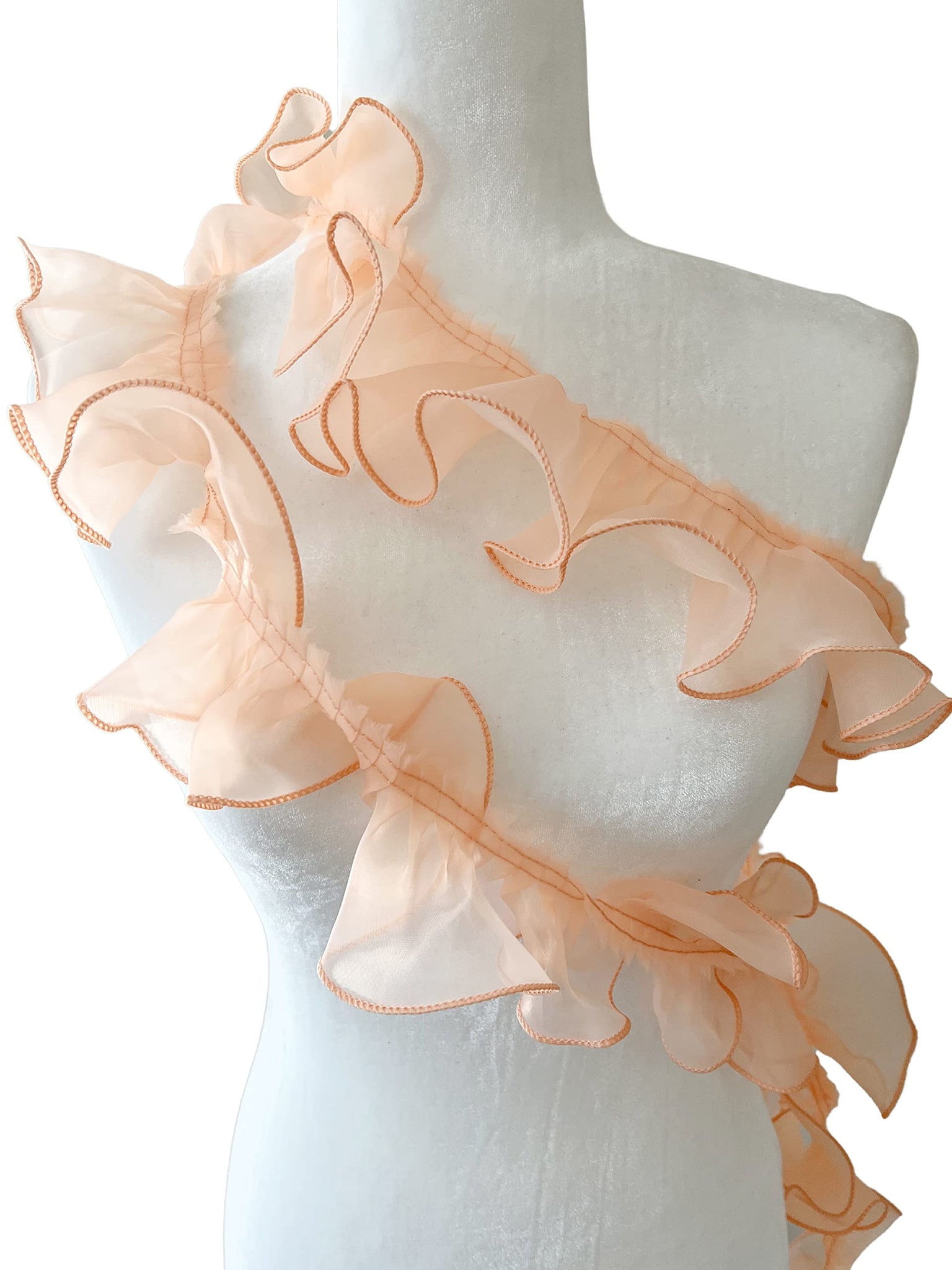 PEPPERLONELY 1 Yard 3 Inch Wide Chiffon Lace Mesh Gauze Ruffles Lace Trim for Wedding Decoration Gift Wrapping Tutu Skirts - Pea