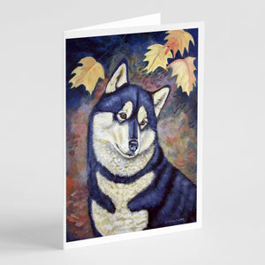 Fall Leaves Siberian Husky Greeting Cards And Envelopes Pack Of 8
