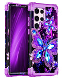 Miqala Compatible with Galaxy S23 Ultra 5G Case,Glow in The Dark Three Layer Heavy Duty Shockproof Protection Hard Plastic Bumpe