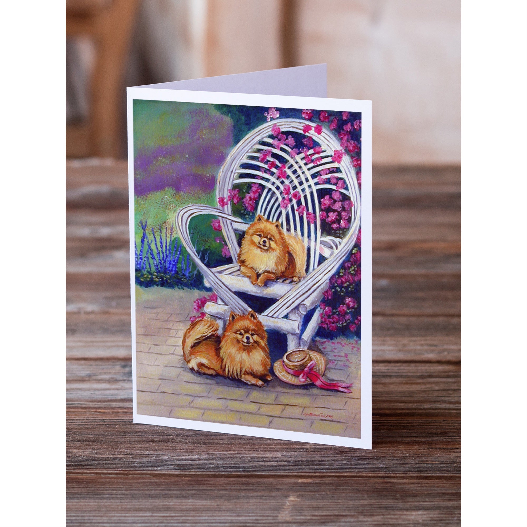 Red Pomeranians Greeting Cards And Envelopes Pack Of 8