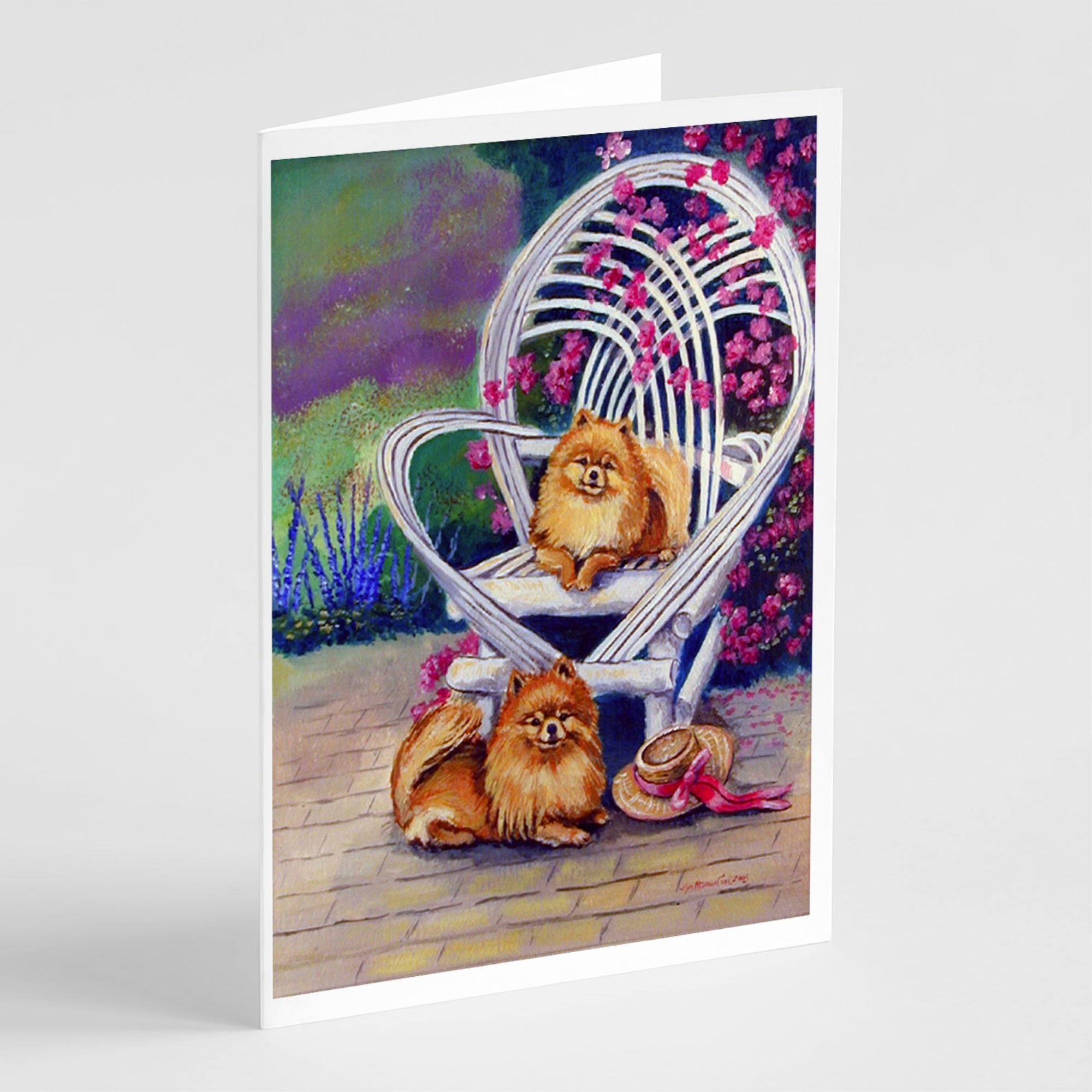 Red Pomeranians Greeting Cards And Envelopes Pack Of 8