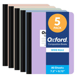 Oxford Composition Notebooks, 5 Pack, Wide Ruled, 80 Sheets, Pastels