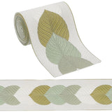 CABODYALS 2.87 Inch Green Embroidered Ribbon Wide Polyester Embroidery Jacquard Ribbons Ethnic Boho Leaf Pattern Woven Fabric Ap