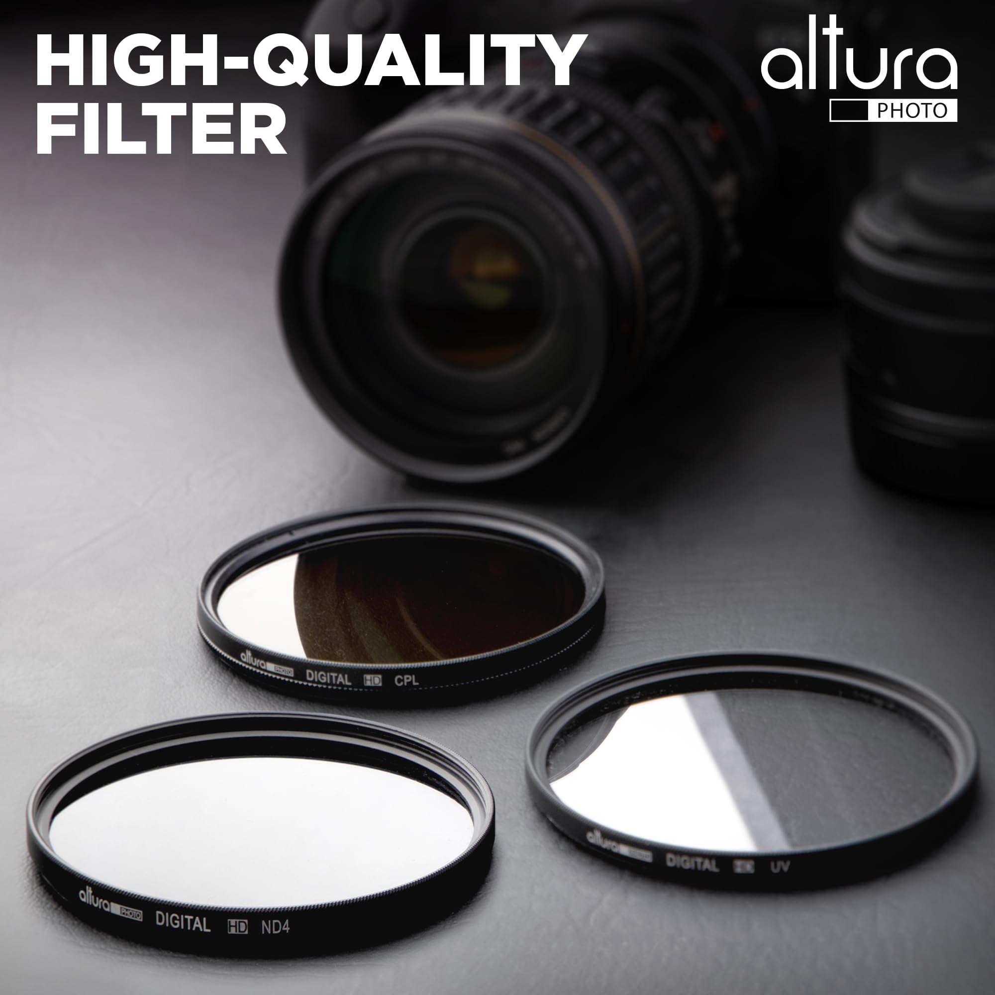Altura Photo 62MM Lens Filter Kit - includes 62MM ND Filter, 62MM Polarizer Filter, 62MM UV Filter - UV, CPL Polarizing Filter,