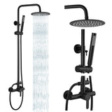 Gotonovo Matte Black Outdoor Shower Fixture Sus304 System Combo Set Rainfall Single Handle High Pressure Hand Spray Wall Mount 2