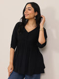 Libas Women'S Silk Blend Solid Anarkali Kurti (29628_Black_M)
