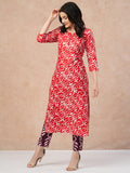 Gosriki Women'S Cotton Blend Straight Printed Kurta With Pant (Cyn Pink-Gs_L_Pink_Large),Pink,,B0CVGYMH4J