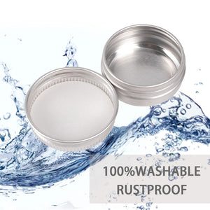 0.5 Oz Screw Top Aluminum Tin Jar With Screw Lid And Blank Labels (Silver - Pack Of 32)