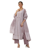 Libas Womens Woven Design Silk Blend Straight Kurta With Palazzos And Dupatta
