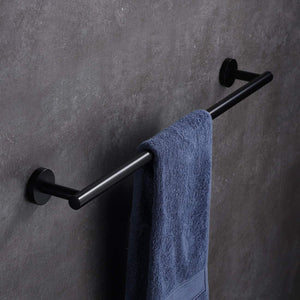 Hoooh Matte Black 4-Piece Bathroom Accessories Set Stainless Steel Wall Mount - Includes 24 Single Towel Bar, Toilet Paper Hol