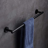 Hoooh Matte Black 4-Piece Bathroom Accessories Set Stainless Steel Wall Mount - Includes 24 Single Towel Bar, Toilet Paper Hol