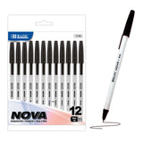 BAZIC Ballpoint Pen Nova Black Color Stick Pens, 1.0 mm Bold Point Smooth Writing Smooth Writing, for Office School Teacher (12/