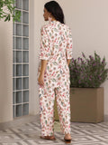 Libas Womens Printed Silk Blend Co-Ord Set For Women Peach L 39030