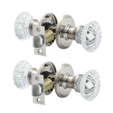 Crystal Door Knobs 2 Pack Glass Doorknobs for Bed Bath Clear Glass Privacy Interior Door Locks Handles (Satin Nickel, Privacy)
