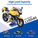 1100 LB Motorcycle Center Scissor Lift Jack ATVs Dirt Bike Scooter Crank Hoist Stand, Blue