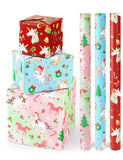 WERNNSAI Christmas Wrapping Paper - 3 Rolls 17x 120Christmas Unicorn Wrapping Paper Rolls Christmas Gift Wrap Paper Girl