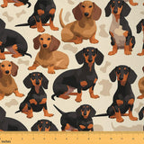 jejeloiu Dachshund Fabric by The Yard Fun Cute Dog Upholstery Fabric for Sewing Crafting Kawai Animals Waterproof Indoor Outdoor