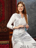 Anni Designer Women'S Cotton Blend Straight Printed Kurta With Pant (Nabhita White-Jl_M_White_Medium),White,M,,,