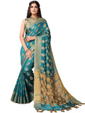 Satrani Womens Woven Cotton Blend Saree (2497SN3016_Rama Green)