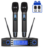 iQlQPQ Wireless Microphone System, Professional Metal Cordless Dynamic Karaoke Mic,Easy-to-use Handheld Microphone for Home Karaoke Party, Meeting, Church, DJ, Wedding, Home KTV Set (Black)