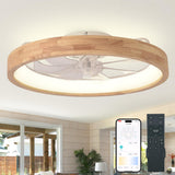 Oaks Aura 24Low Profile Ceiling Fan with Light,3 Color Dimmable LED,6 Speeds,Reversible DC Motor,Wooden Flush Mount Ceiling 