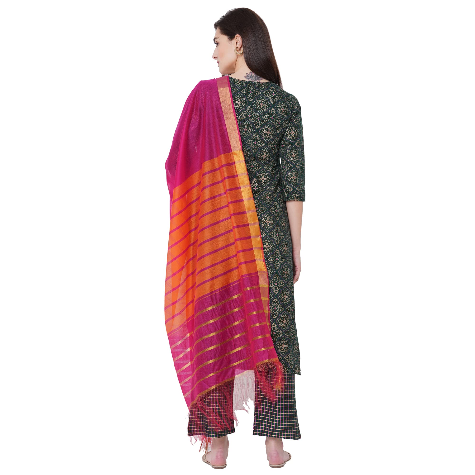 Anni Designer Women'S Cotton Straight Kurta With Palazzo (Kur118_S_Orange_Small),Orange,S,Cotton,A-Line,Palazzo