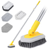 Lalafancy Shower Cleaning Brush with Locking Head, 3 in 1 Tub Tile Scrubber Brush with 50'' Extendable Long Handle Stiff Bristle
