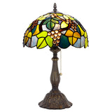 ZJART Tiffany Table Lamp Stained Glass Lamp 12X12X19 Inch Antique Reading Light (Amber Grape)