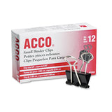 Acco 72020 Small Binder Clips, 3/4Inch W, 5/16Inch Cap, Black/Silver, Sold as 1 Dozen