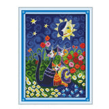 Ecomistiq Diy Cats & Flowers Counted Stitch Kit For Kids Children 19 X 28Cm 14Ct|Crafts | Needlecrafts & Yarn | Embroidery & Sti