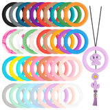 Framendino, 38 Pack Silicone Beadable O Rings Circle Focal Bead Frame 65mm Round Loop Link Connectors Pendant Charm DIY Keychain
