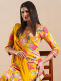 Anni Designer Women'S Rayon Blend Straight Printed Kurta With Pant & Dupatta (Ganita Mustard-Vks01_5Xl_Mustard_Xxxxx-Large),Mustard,5XL,,,