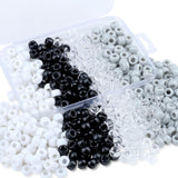 XIANNVXI Black White Pony Beads 500Pcs 9mm White Pony Bead Bulk for Friendship Bracelets for Crafts Necklace Brown Hair Kandi Bl