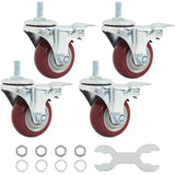 Finnhomy Swivel Caster Wheels 3 Inch Threaded Stem Casters Set of 4 Heavy Duty 1/2-13 x 1 with Brake Polyurethane Industrial Loc