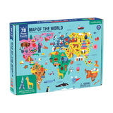 Mudpuppy Map of The World - 78 Piece Geography Puzzle with Special Shaped Pieces and Iconic Landscapes Cultural Items and More