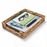 Water Hyacinth Letter Tray, Wicker Desk Tray, Woven Desk Organizer, A4 Paper, Document, File, Mail, Magazine Storage Basket for 