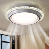 AHAWILL 19.29'' Bladeless Ceiling Fan with Light,Modern Crystal Ceiling Fan with Remote Control,Enclosed Flush Mount Fandelier,6